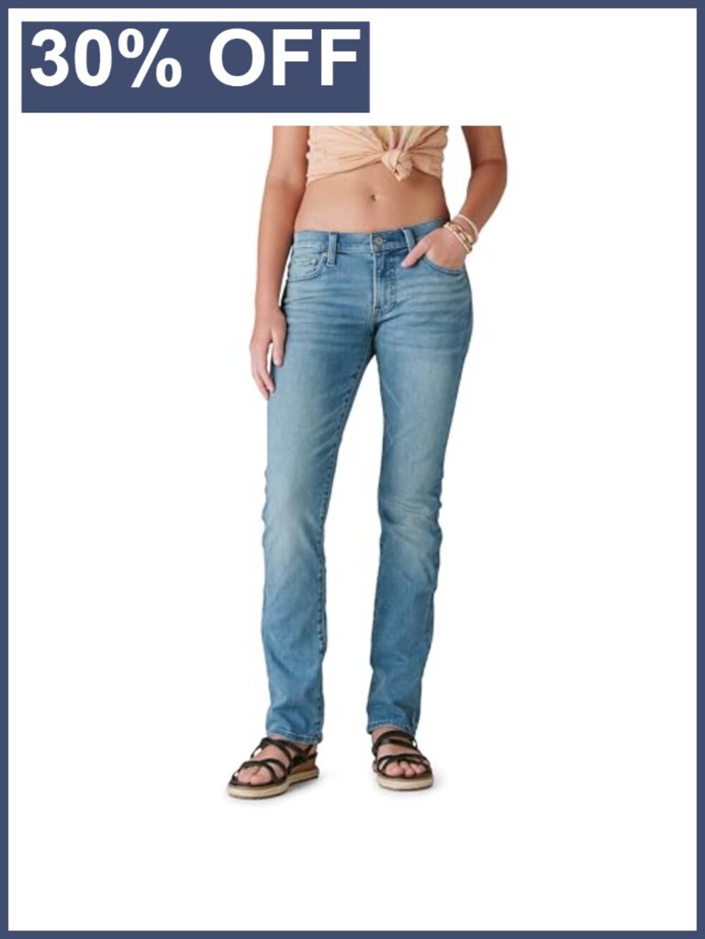 Mid Rise Sweet Straight Leg Jeans 5-Pocket Denim Casual